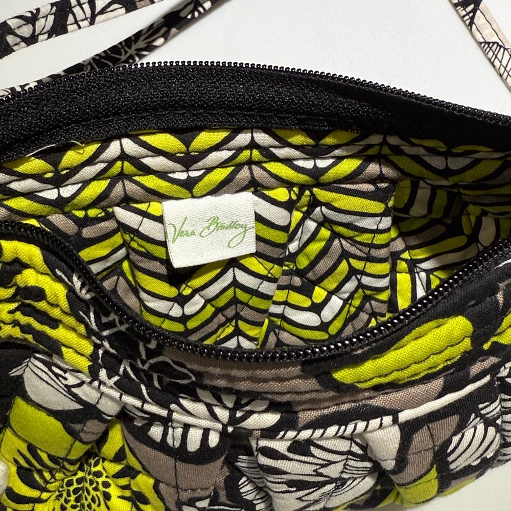 2 PIECE NEW Set VERA BRADLEY Citron Crossbody & Zip ID Case, Black/Neon Yellow - Picture 10 of 10
